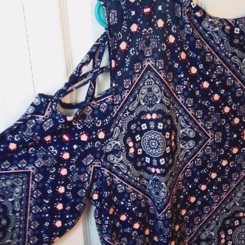 Blue Cold-shoulder Dress, Size 3x.                (2 for $20) - Picture 3 of 4